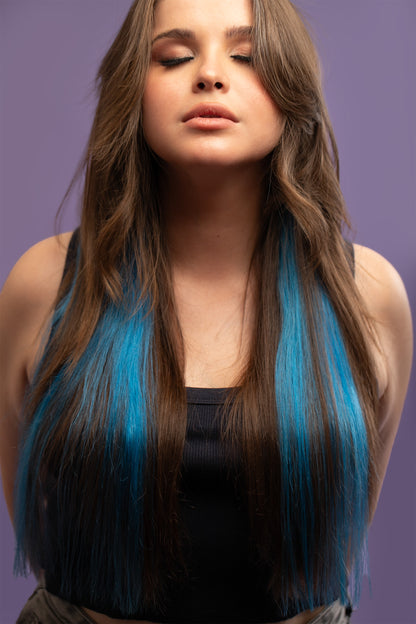 Natural hair extension - Sea blue shade - Shufizoo